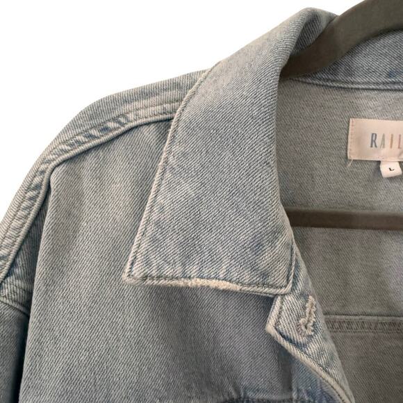 Rails Cropped Indigo Denim Jean Jacket in "Faded Blue Distress" Size Large - Picture 7 of 13